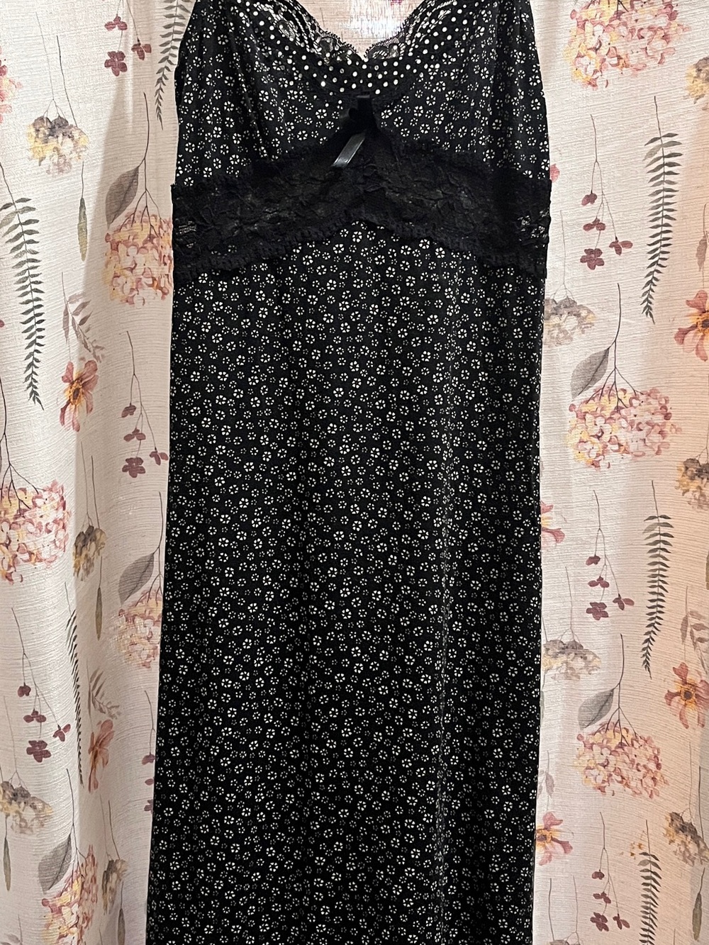 Rinascimento Black Midi Dress with White Floral Print